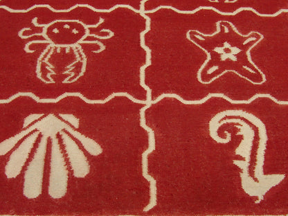 Coastal Indoor/Outdoor Beach Rug 8'0"x10'0" Hand-knotted Rug -w1083