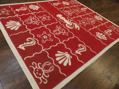 Coastal Indoor/Outdoor Beach Rug 8'0"x10'0" Hand-knotted Rug -w1083