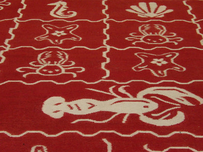 Coastal Indoor/Outdoor Beach Rug 8'0"x10'0" Hand-knotted Rug -w1083