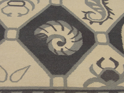 Coastal Flat-Weave Indoor/Outdoor Beach 8'0"x10'0" Hand-knotted Rug -w1087