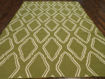 Coastal Flat-Weave Indoor/Outdoor Beach Rug 8'0"x10'0" Hand-knotted Rug -w1091