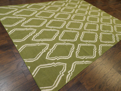 Coastal Flat-Weave Indoor/Outdoor Beach Rug 8'0"x10'0" Hand-knotted Rug -w1091