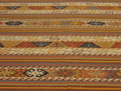 Coastal Flat-Weave Indoor/Outdoor Beach Rug 8'0"x10'0" Hand-knotted Rug -w1094
