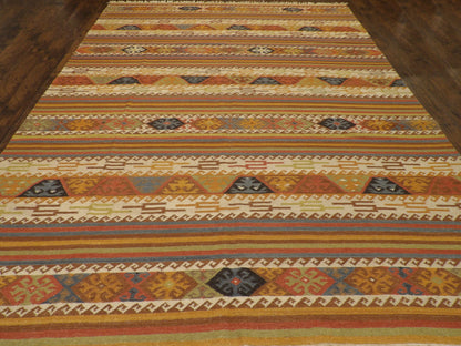 Coastal Flat-Weave Indoor/Outdoor Beach Rug 8'0"x10'0" Hand-knotted Rug -w1094