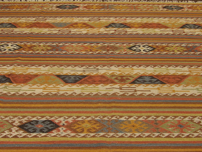 Coastal Flat-Weave Indoor/Outdoor Beach Rug 8'0"x10'0" Hand-knotted Rug -w1094