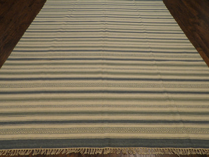 Coastal Flat-Weave Indoor/Outdoor 8'0"x10'0" Hand-knotted Rug -w1096