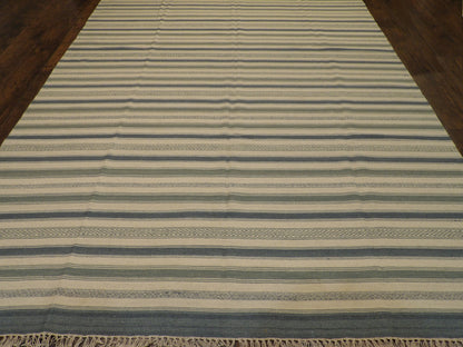 Coastal Flat-Weave Indoor/Outdoor 8'0"x10'0" Hand-knotted Rug -w1096