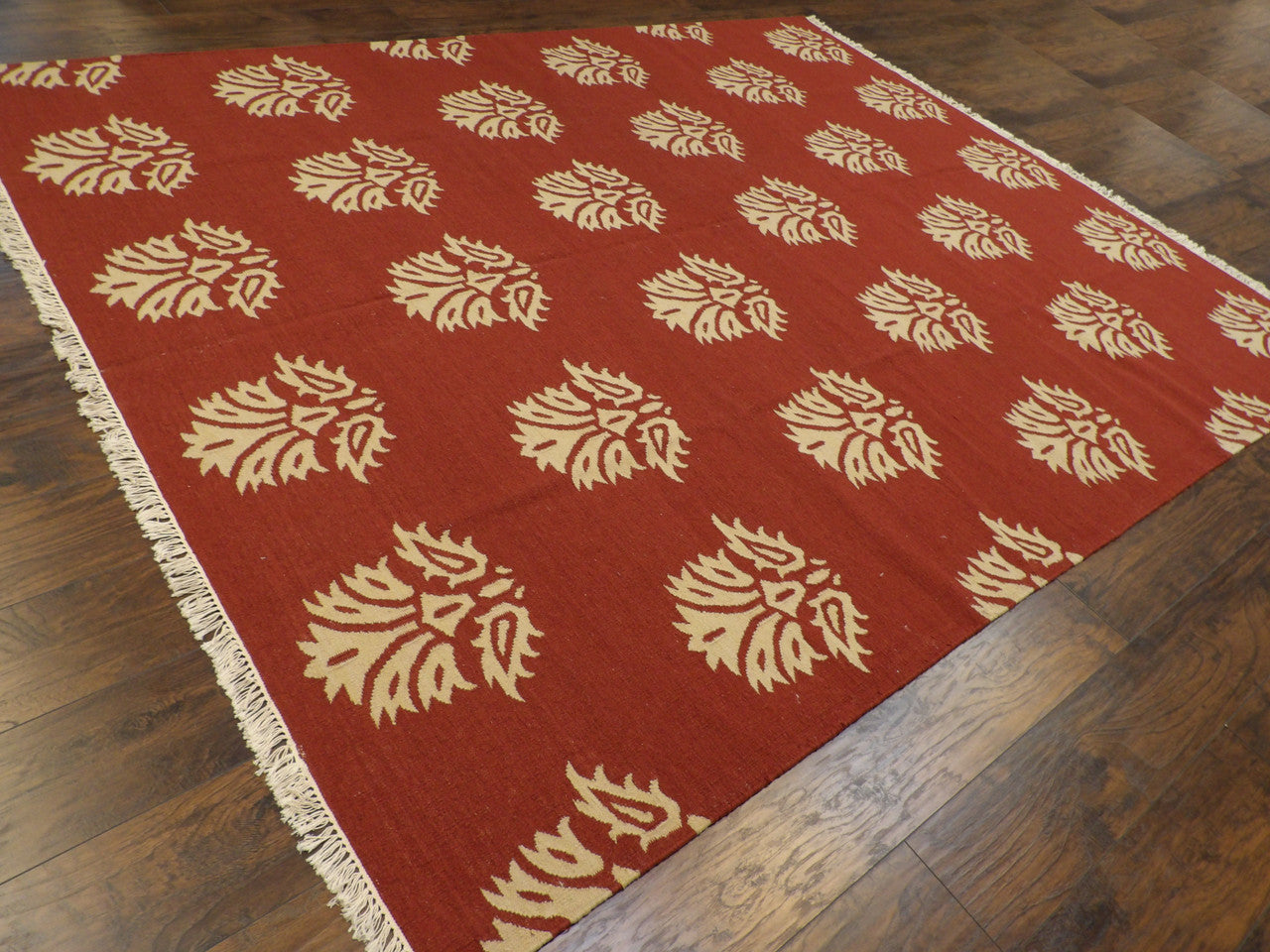 Beige 8'0" x 10'0" Coastal Flat Weave Indoor/Outdoor Beach Hand knotted Wool Rug - Sku: w1097