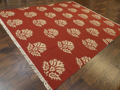 Coastal Flat-Weave Indoor/Outdoor Beach Rug 8'0"x10'0" Hand-knotted Rug -w1097
