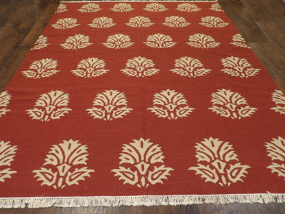 Coastal Flat-Weave Indoor/Outdoor Beach Rug 8'0"x10'0" Hand-knotted Rug -w1097