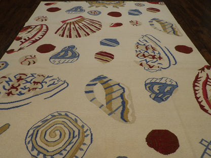 Coastal Flat-Weave Indoor/Outdoor Beach Rug 8'0"x10'0" Hand-knotted Rug -w1098