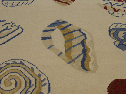 Coastal Flat-Weave Indoor/Outdoor Beach Rug 8'0"x10'0" Hand-knotted Rug -w1098