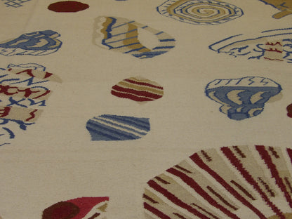 Coastal Flat-Weave Indoor/Outdoor Beach Rug 8'0"x10'0" Hand-knotted Rug -w1098