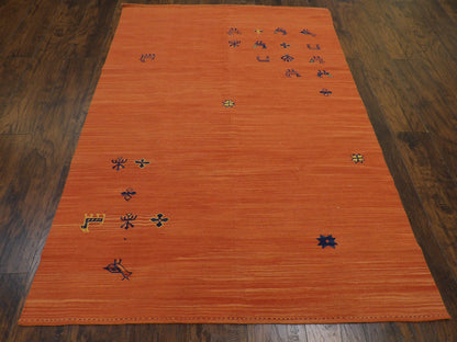 Tribal kilim Hand knotted Wool Rug 4'8"x6'10" - W1104