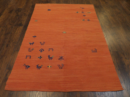 Tribal kilim Hand knotted Wool Rug 4'8"x6'10" - W1104