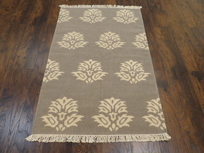 Modern Flat-Weave Kilim Durry Hand knotted Wool Rug  3'0" x 5'0" - W1107