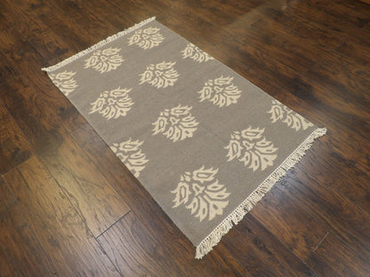 Modern Flat-Weave Kilim Durry Hand knotted Wool Rug  3'0" x 5'0" - W1107