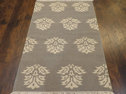 Modern Flat-Weave Kilim Durry Hand knotted Wool Rug  3'0" x 5'0" - W1107