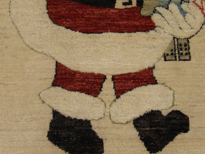 Santa Christmas Hand-knotted Rug 2'6" x 3'10" - w1111