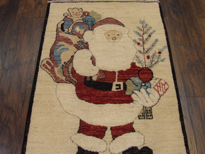 Santa Christmas Hand-knotted Rug 2'6" x 3'10" - w1111
