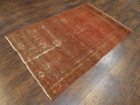 Antique Vintage Worn Out Mir Herati Hand knotted Wool Rug 3'10"x 6'2" - W1117