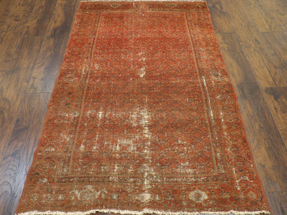 Antique Vintage Worn Out Mir Herati Hand knotted Wool Rug 3'10"x 6'2" - W1117