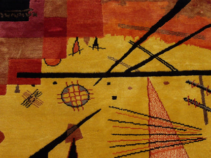 Colorful Picasso Art Hanging Hand knotted Silk Rug 1'6" x 2'0" - W1121