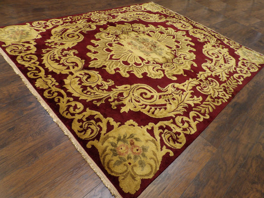 European Abusson Design High Pile 8'0"x10'0" Hand-knotted Rug -w1137
