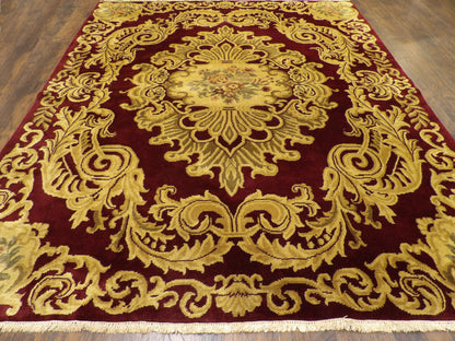 European Abusson Design High Pile 8'0"x10'0" Hand-knotted Rug -w1137