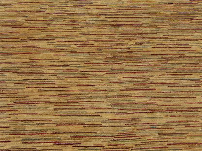 Modern Stripe Natural-dye 4'0"x12'0" Hand-knotted Rug -w1168