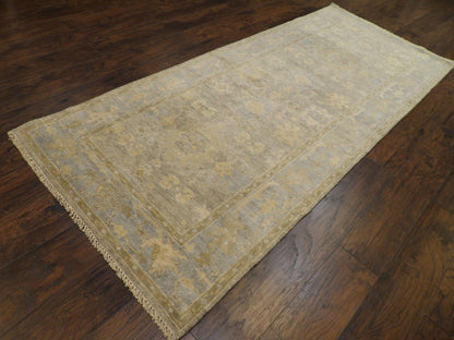 Turk Oushak Silver Wash 4'0"x10'0" Hand-knotted Rug -w1170
