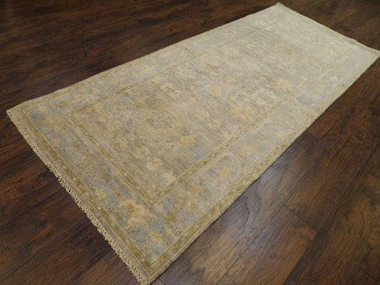Turk Oushak Silver Wash 4'0"x10'0" Hand-knotted Rug -w1170