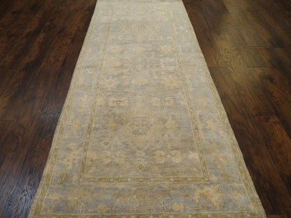 Turk Oushak Silver Wash 4'0"x10'0" Hand-knotted Rug -w1170