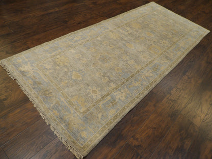 Turk Oushak Silver Wash 4'0"x10'0" Hand-knotted Rug -w1170