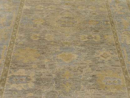 Turk Oushak Silver Wash 4'0"x10'0" Hand-knotted Rug -w1170