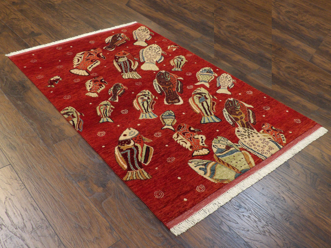 Full view of fish design coastal rug