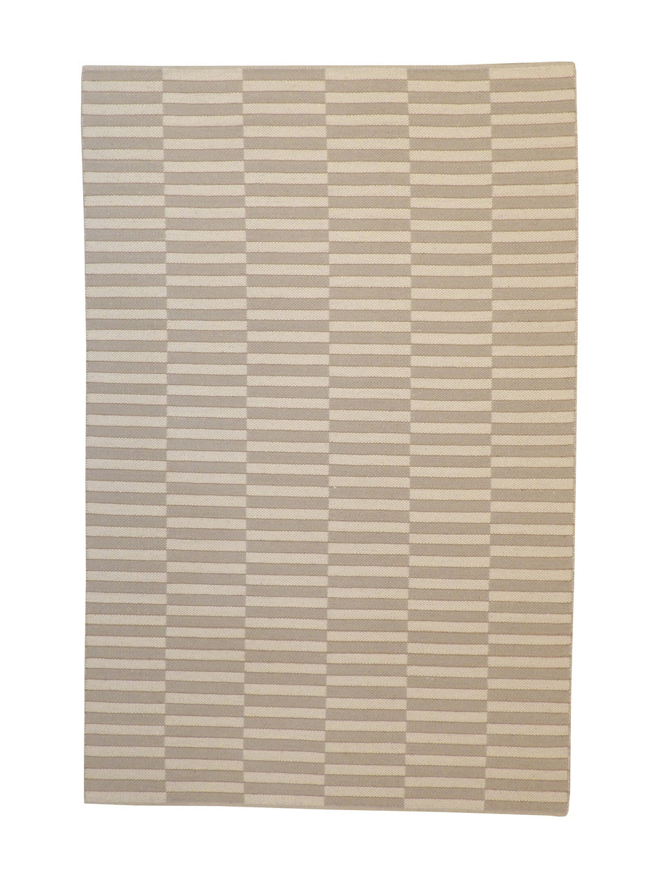 Modern Flatweave Stipes Design hand-knotted wool rug in Green & Beige, full view