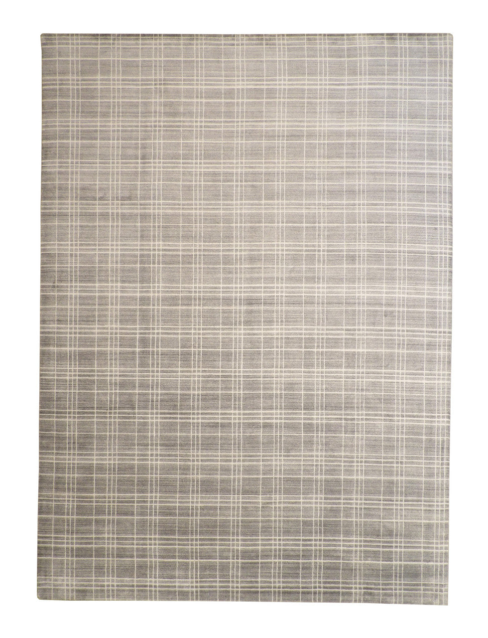 Modern Lines Design hand-knotted wool rug in Gray & Beige, full view