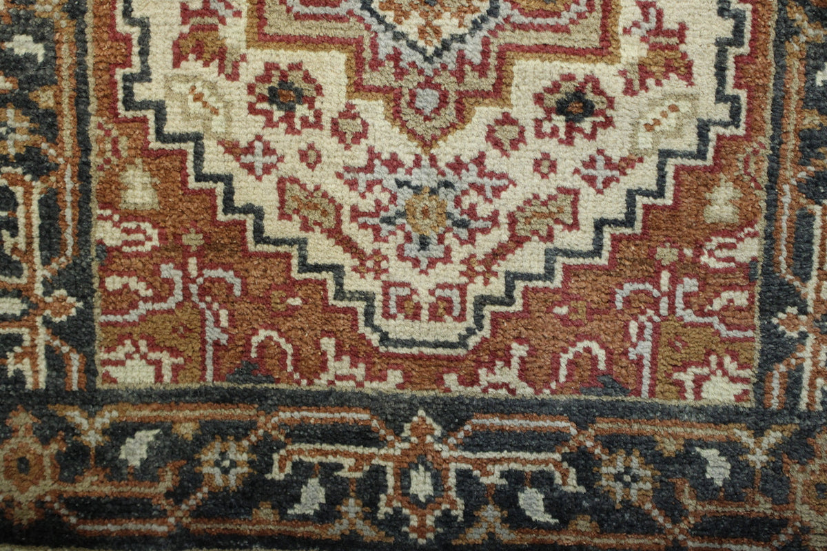 Back of Tribal Heriz hand-knotted rug