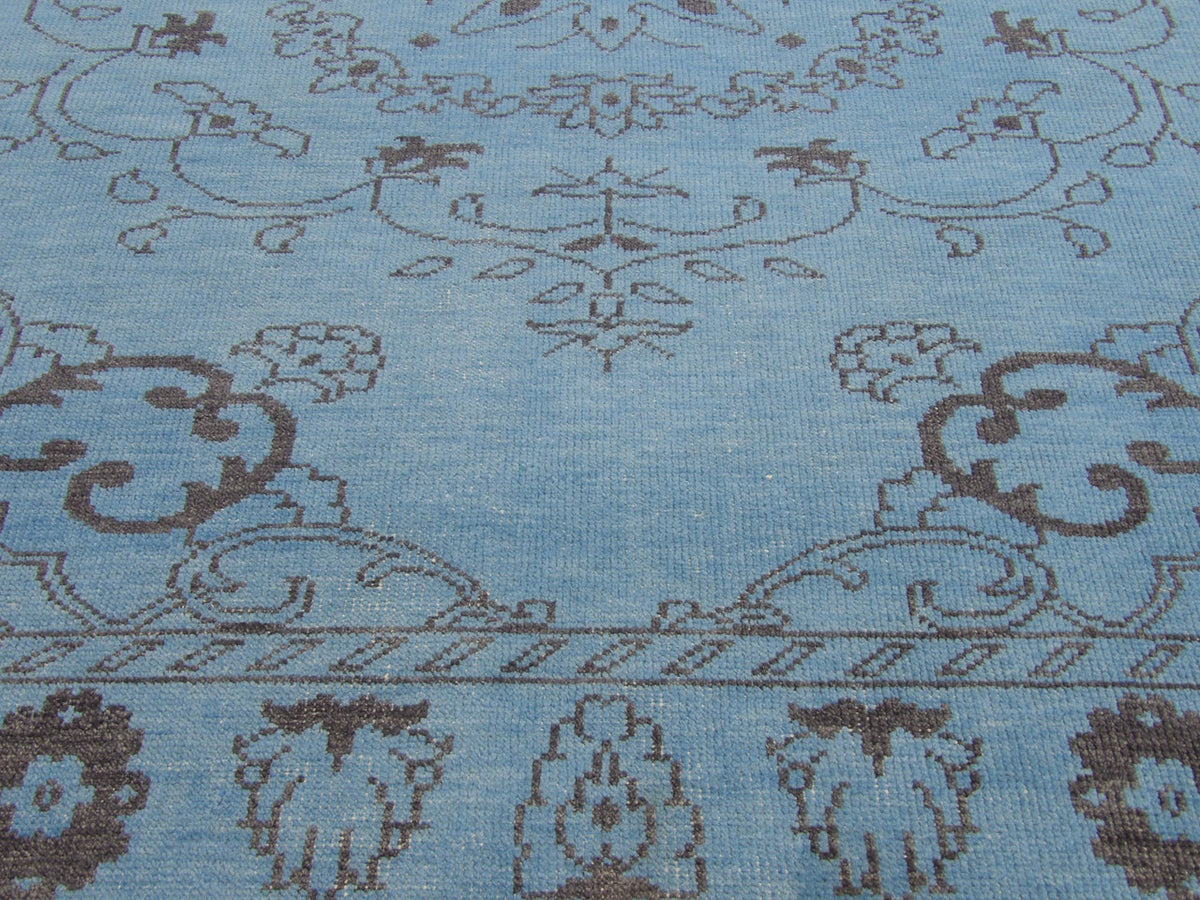 Oushak Tribal Overdye rug border detail