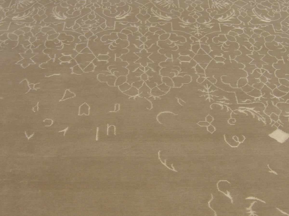 Close-up of silk sheen on broken design rug texture