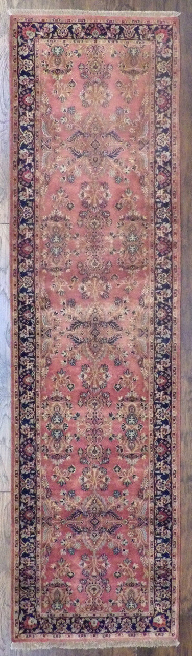 Fine Persian Farahan hand-knotted wool rug in Blue & Red, full view