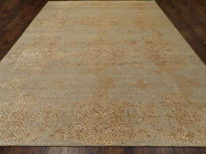 Transitional Broken Design Hand Carved rug corner detail