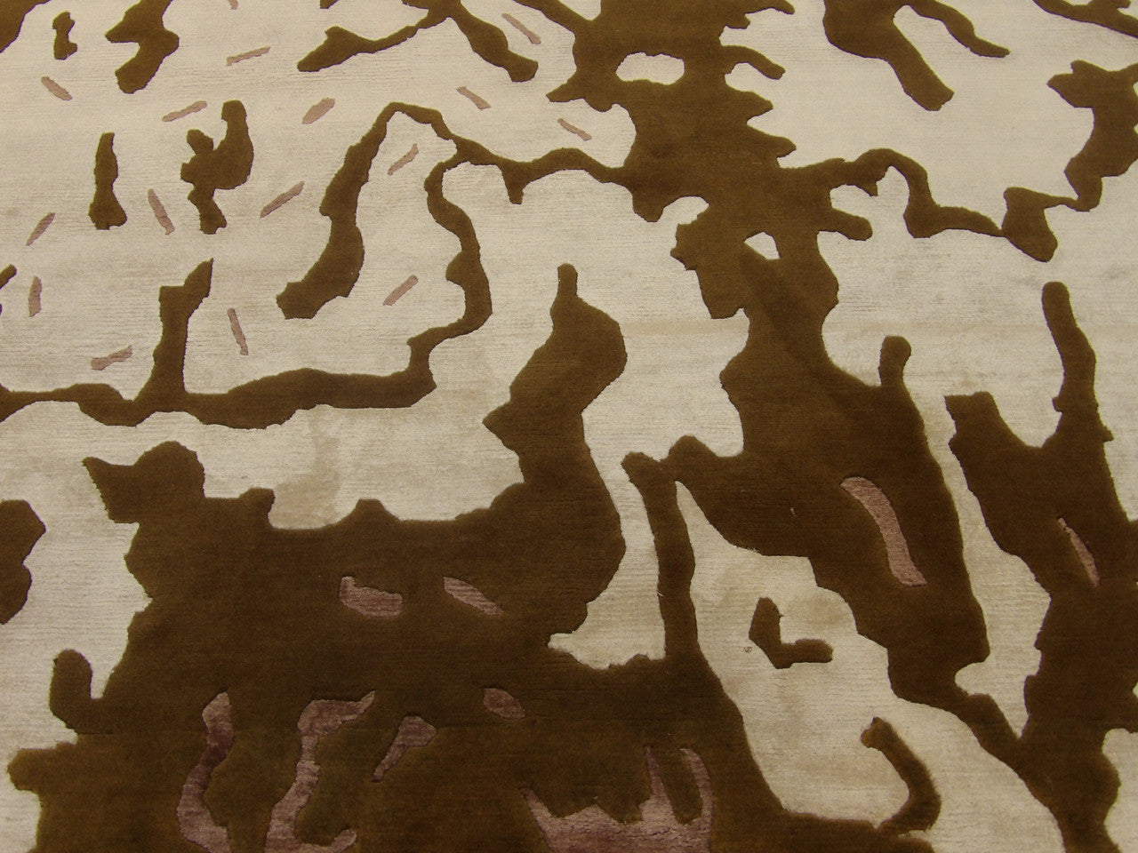 Back of Transitional Silky Broken Abstract Design hand-knotted rug