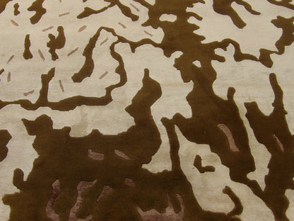 Back of Transitional Silky Broken Abstract Design hand-knotted rug