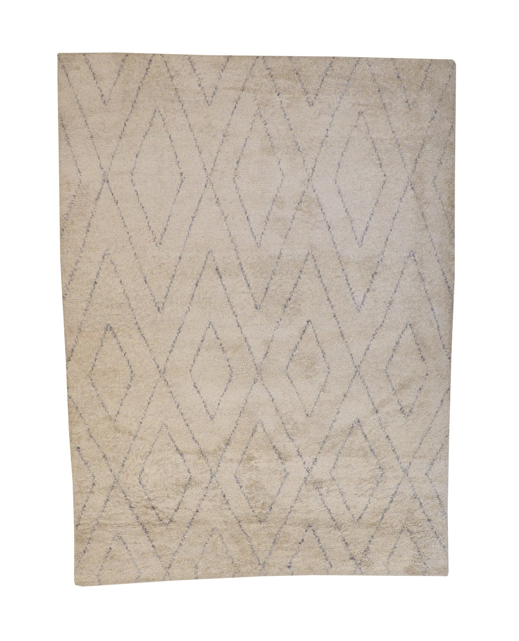 Tribal Moroccan Tulu Design hand-knotted wool rug in Purple & White, full view