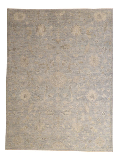 Oushak Ziegler hand-knotted wool rug in Gray & Beige, full view