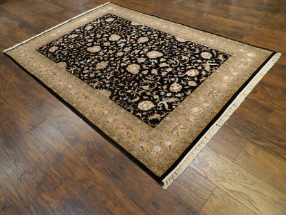 Full view of Persian silky Kashan rug