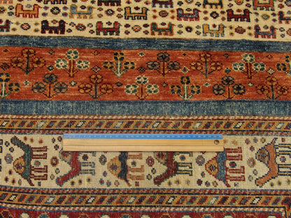 Full room view of fine tribal Khorasan hand-knotted rug