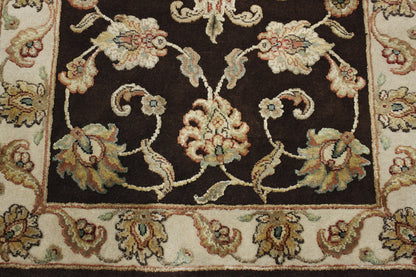 Close-up of wool-silk pile, Brown rug